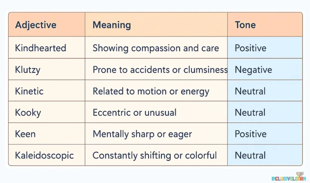 Neutral or Descriptive K Adjectives