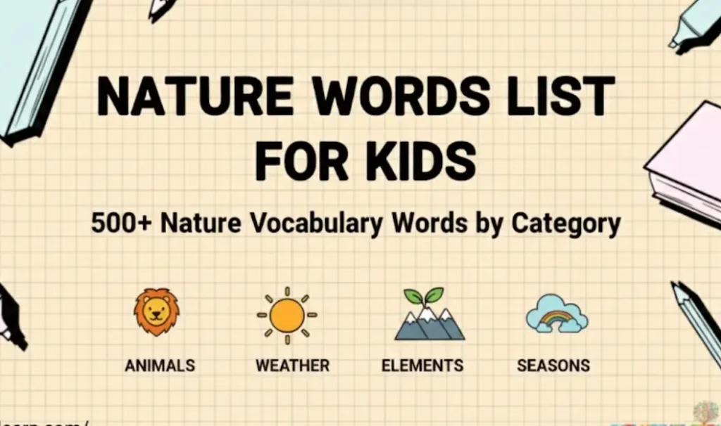 nature words list for kids vocabulary
